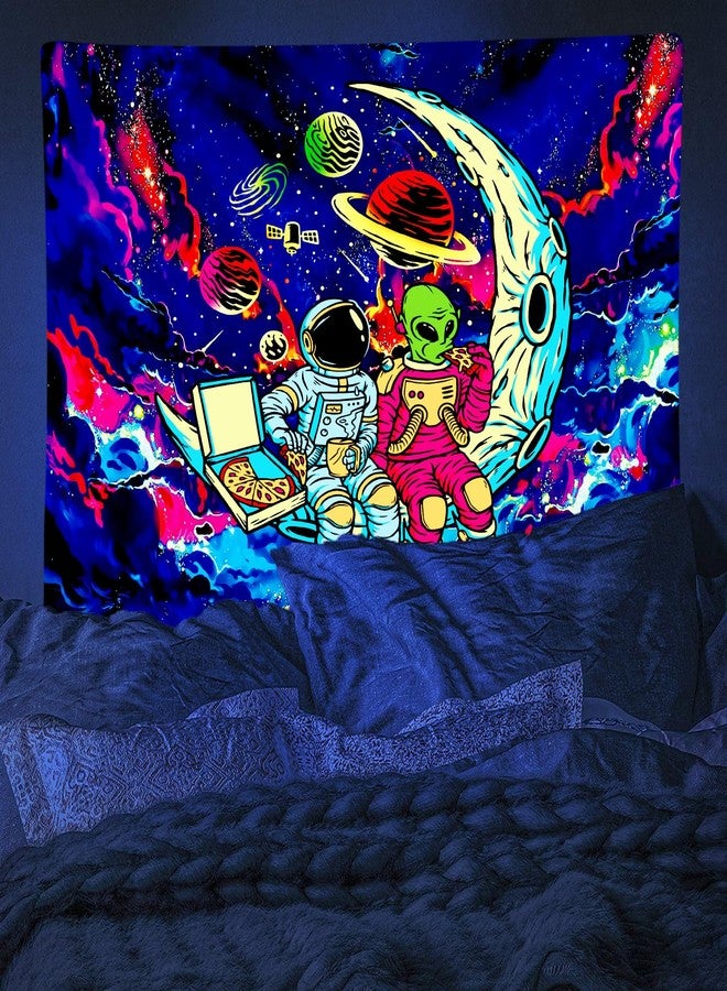 PSYHILAR Astronaut Black Light Tapestry for Men, Blacklight Alien Poster for Teens Boys, Funny Neon Galaxy Wall Tapestry (59 x 51 Inches) - Image 3
